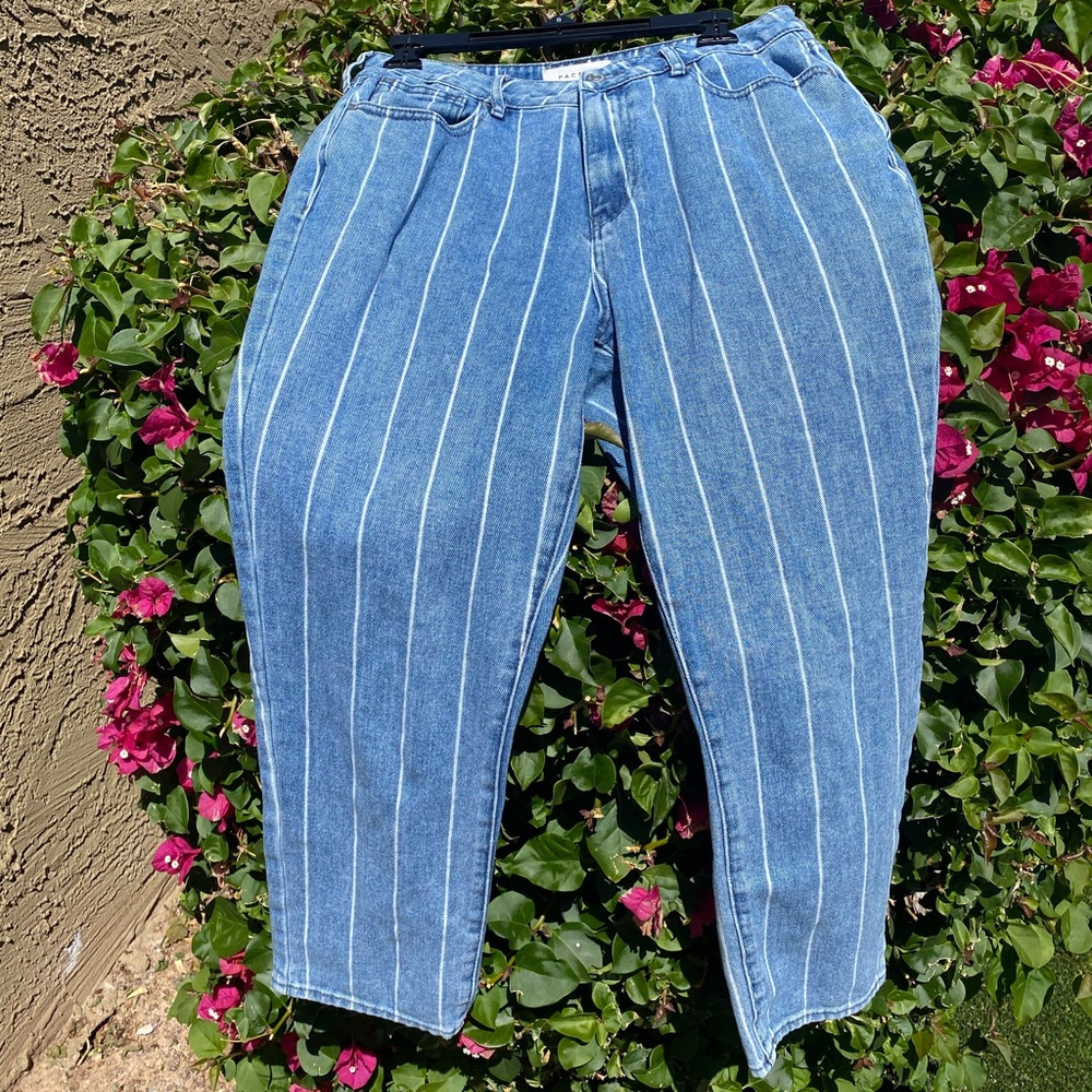 Pin Strip Mom Jeans